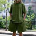 thumbnail image 4 of ZZwxWA Mens Casual Basic 2 Piece Outfits Oversized Short Sleeve Crewneck T-Shirts and Drawstring Shorts Athletic Tracksuit Clearance Sale, 4 of 7