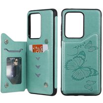 Allytech Galaxy S20 Ultra Case 6.9", S20 Ultra Wallet Case, Slim Fit Butterfly Embossed PU Leather Shockproof Full Protection Cards Slots Back Cover Shell for Samsung Galaxy S20 Ultra, Green