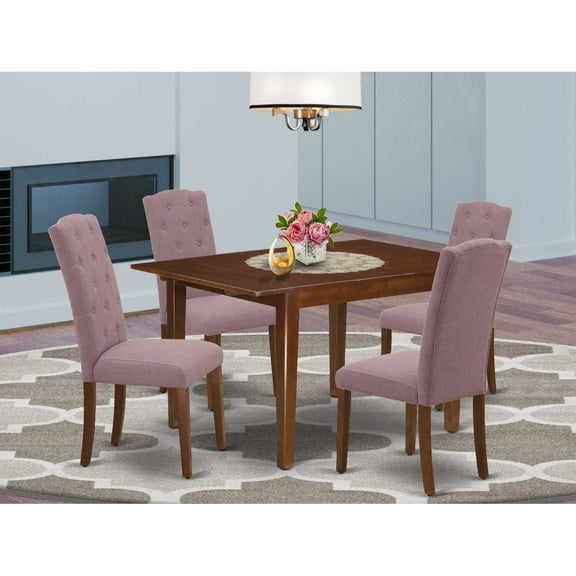 East West Furniture Dining Room Set Mahogany, MLCE5-MAH-10