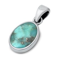 Sterling Silver Simulated Turquoise Pendant Vintage Minimalist Charm 925 New Jewelry Female Unisex
