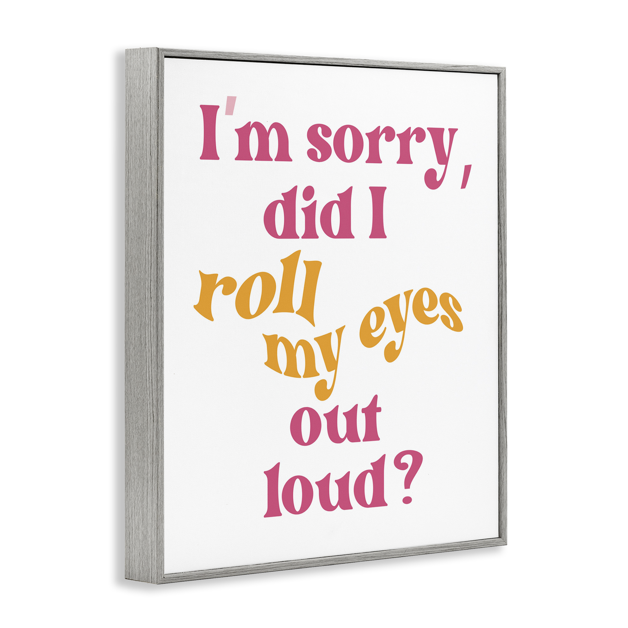 Stupell Industries Roll My Eyes Out Loud Typography Painting Gray Framed Art Print Wall Art, 16 x 20