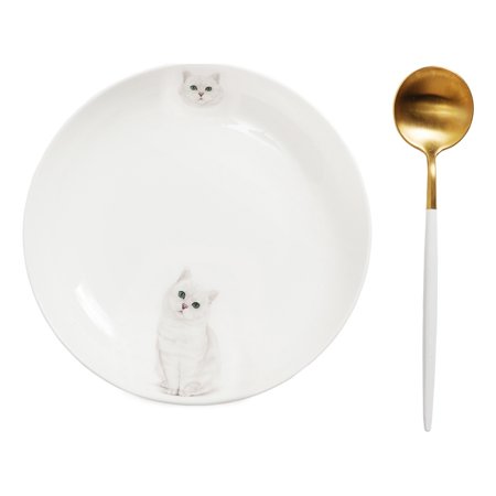 

Pet White Porcelain Side Print 8 Plate Set - I Love British Shorthairs(Silver)