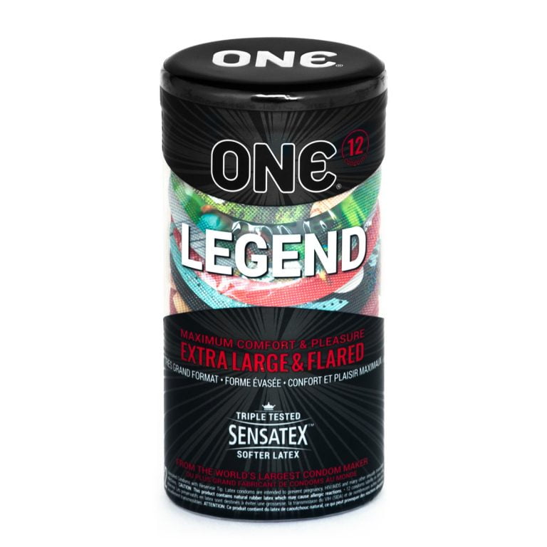ONE Legend + Silver Lunamax Pocket Case, Premium Lubricated Latex -Large Condoms 12 Count (Retail Packaging)