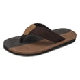 thumbnail image 5 of Beach Flip Flops for Men Rubber Sandals Leather Thong Sandals Slip on Straps Soft Cushion Footbed Summer Indoor Outdoor Shoes Brown Size 9.5, 5 of 5