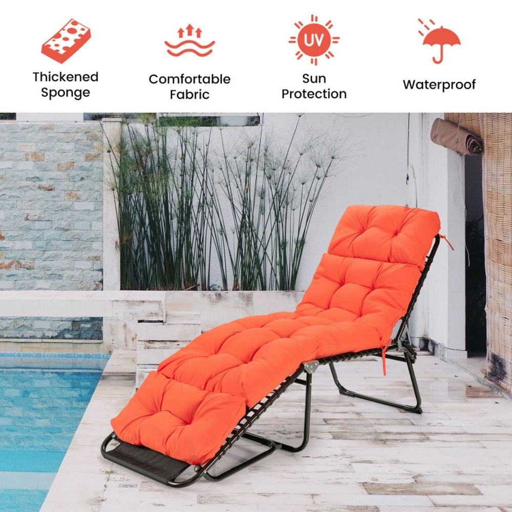 Topcobe Outdoor Lounge Chaise Cushion with String Ties for Garden Poolside, Chair Cushions for Outdoor Furniture-Orange