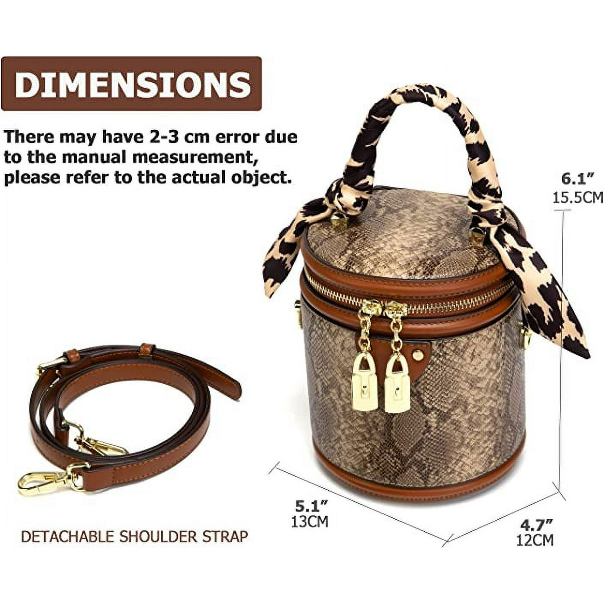 Women Vintage Bucket Handbag Snake Printed Faux Leather Crossbody Shoulder Bag with Double Metal Zipper Walmart