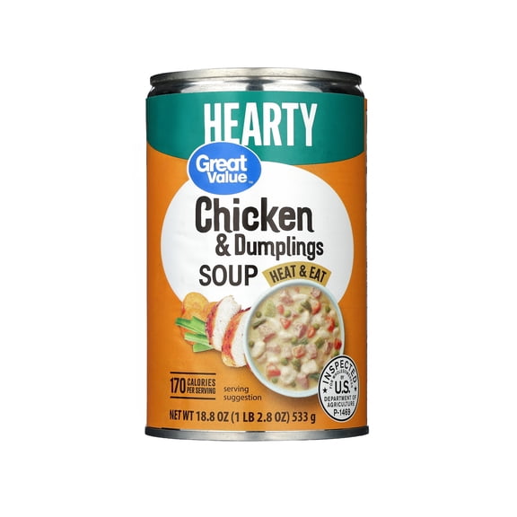 Great Value Hearty Chicken and Dumplings Soup, 18.8 oz Can