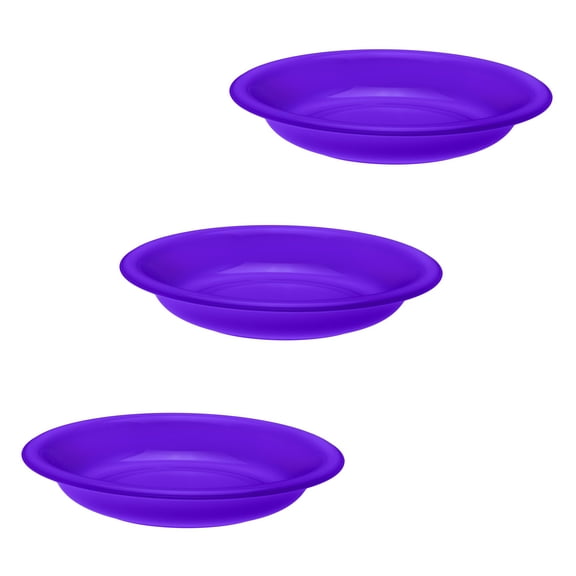 YBM Home Unbreakable Round Deep Plastic Plate 15-Ounce | Microwavable, Dishwasher Safe, BPA-Free Pack of 3-Purple