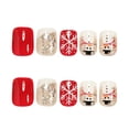 thumbnail image 6 of Christmas Press On Nails Short Square,Glitter Fake Nails, Cute Snowman White Snowflake French Stick On False Nails, 24Pcs Resin Reusable Wearable Nail Tips for Women Daily Holiday Party Manicure, 6 of 7