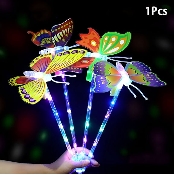 BESTSKY 2026 New 1Pc Kids Colorful Glowing Sticks Flashing Heart Star Butterfly Girls Princess Fairy Wands Role Play Show Cosplay Party Favor Princess Party Favors