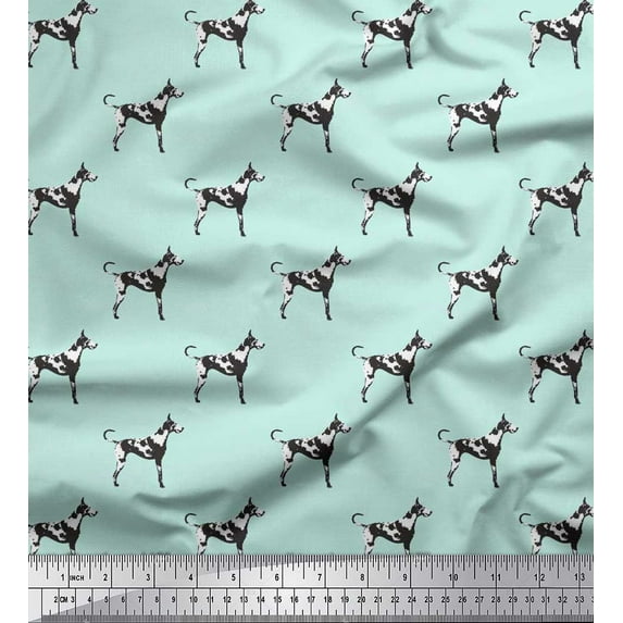 Soimoi Modal Satin Fabric Great Dane Dog Decor Fabric Printed Yard 42 Inch Wide