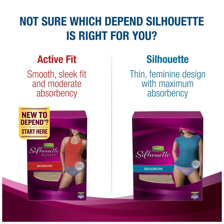 Depend Silhouette Incontinence Underwear for Women, Maximum Absorbency,  S/M, 20 Ct