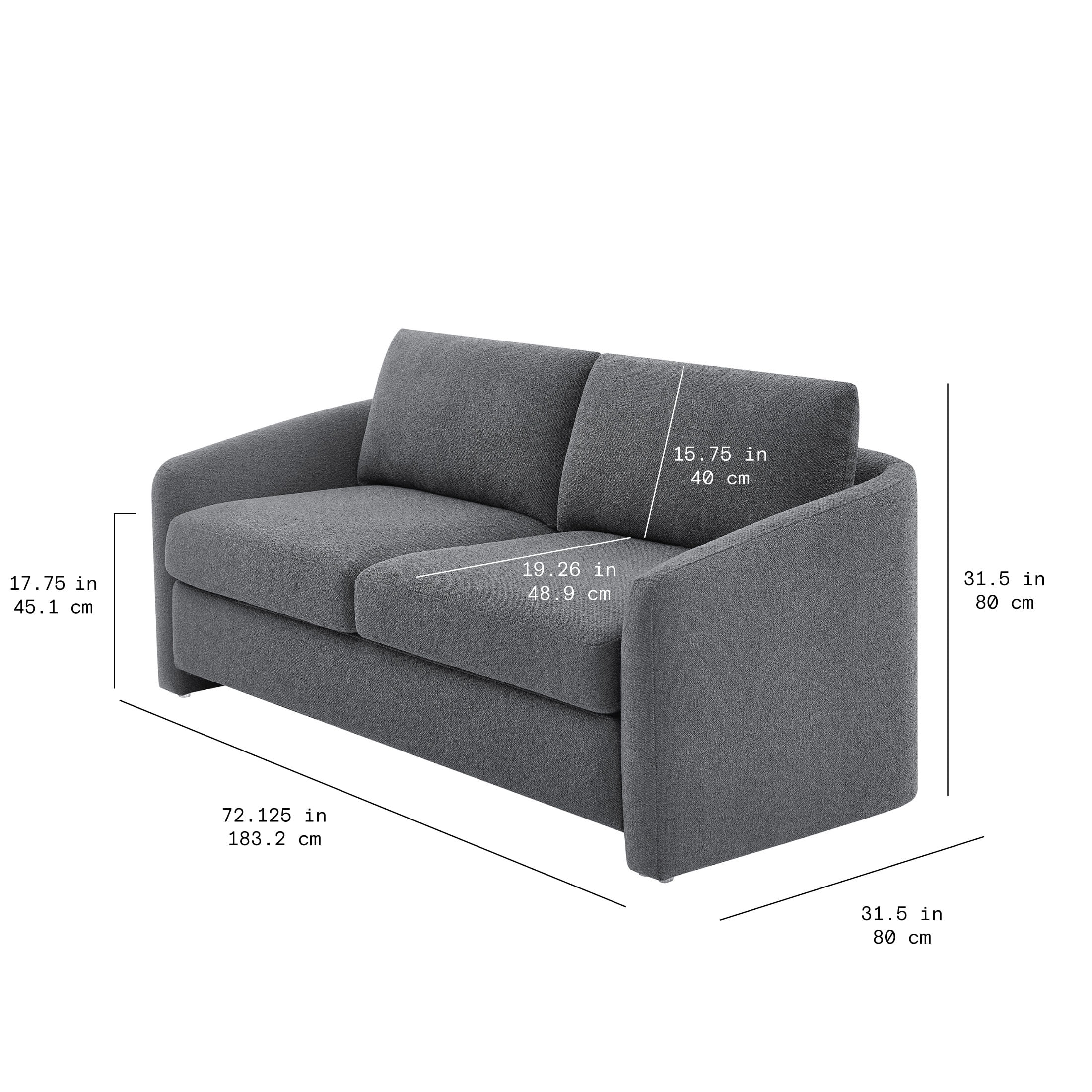 Beautiful Drew 72.2" Sofa by Drew Barrymore for Adults, Charcoal Bouclé
