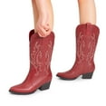 thumbnail image 5 of DREAM PAIRS Women's Western Cowboy Cowgirl Boots Square Toe Embroidery Mid Calf Booties, 5 of 6