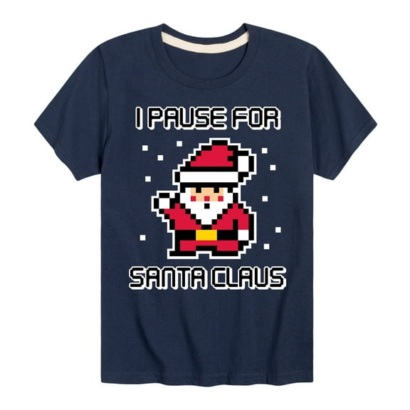 Instant Message - Gamer - I Pause for Santa Claus - Toddler & Youth Short Sleeve Graphic T-Shirt