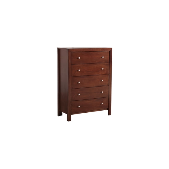 5-Drawer Chest of Drawers - Wood Veneer Finish, Dovetailed Drawers, Nickel Hardware, Fully Assembled
