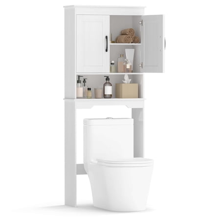 Costway Over The Toilet Storage Cabinet Bathroom Organizer w/ Adjustable Shelf