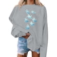 thumbnail image 5 of thefmos Women's Long Sleeve Halloween Print Sweatshirt Casual Festive Pullover Spooky Loose Fit Season Fall Fashion Outfit, Gray S, 5 of 5