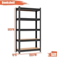 thumbnail image 3 of 30"W Steel and wood Book Shelf, 5 Tier Wooden Bookcase, 1500LBS Display Shelving, Adjustable Utility Shelf Organizere, Standing Storage Shelves for Study, Bedroom, Living Room and Home Office, Black, 3 of 9