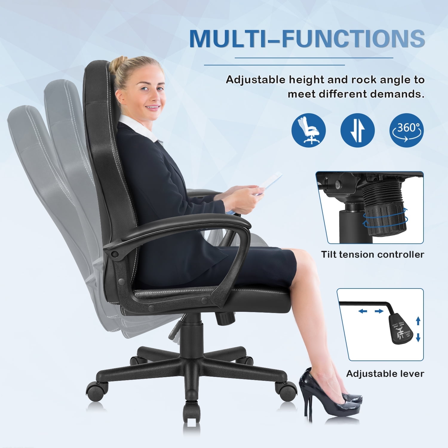 Lacoo Faux Leather Computer Gaming Chair Office Desk Chair with Lumbar Support, Red