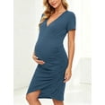 thumbnail image 5 of Short Sleeve Summer Maternity Dress for Woman Ruched Pregnancy Clothes, 5 of 7