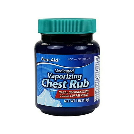 Pure-Aid Medicated Vaporizing Chest Rub 4oz for Nasal Decongestant