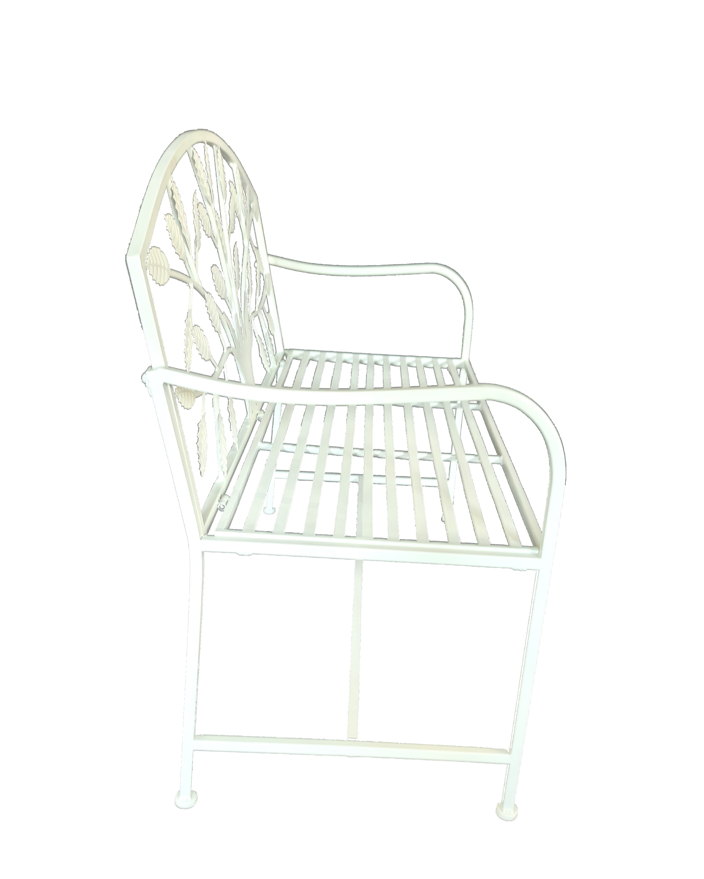 Hi-Line Gift Ltd 78683-CM Metal Garden Bench Tree Pattern-White