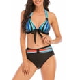thumbnail image 1 of Greeniant 2 uds. De ropa de baño para mujer, bañador Sexy con realce y relleno, bañador estampado a rayas para mujer, conjunto de sujetadores y Traje de baño azul XXL Greeniant OD001322-10, 1 of 5