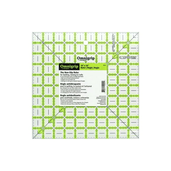 Omnigrip 10" x 10" Non-Slip Square Quilting Ruler by Omnigrid