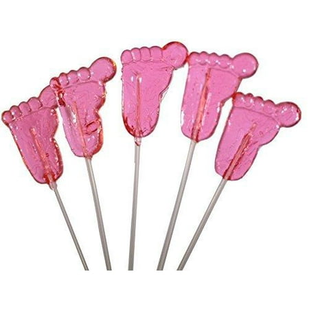 Baby Feet Lollipops - 12 Inch Long BABY FEET Lollipops Suckers- 10 COUNT Bendy Flexible Sticks Candy Pops For Baby Showers & Gender Reveal Parties (Pink) Pink