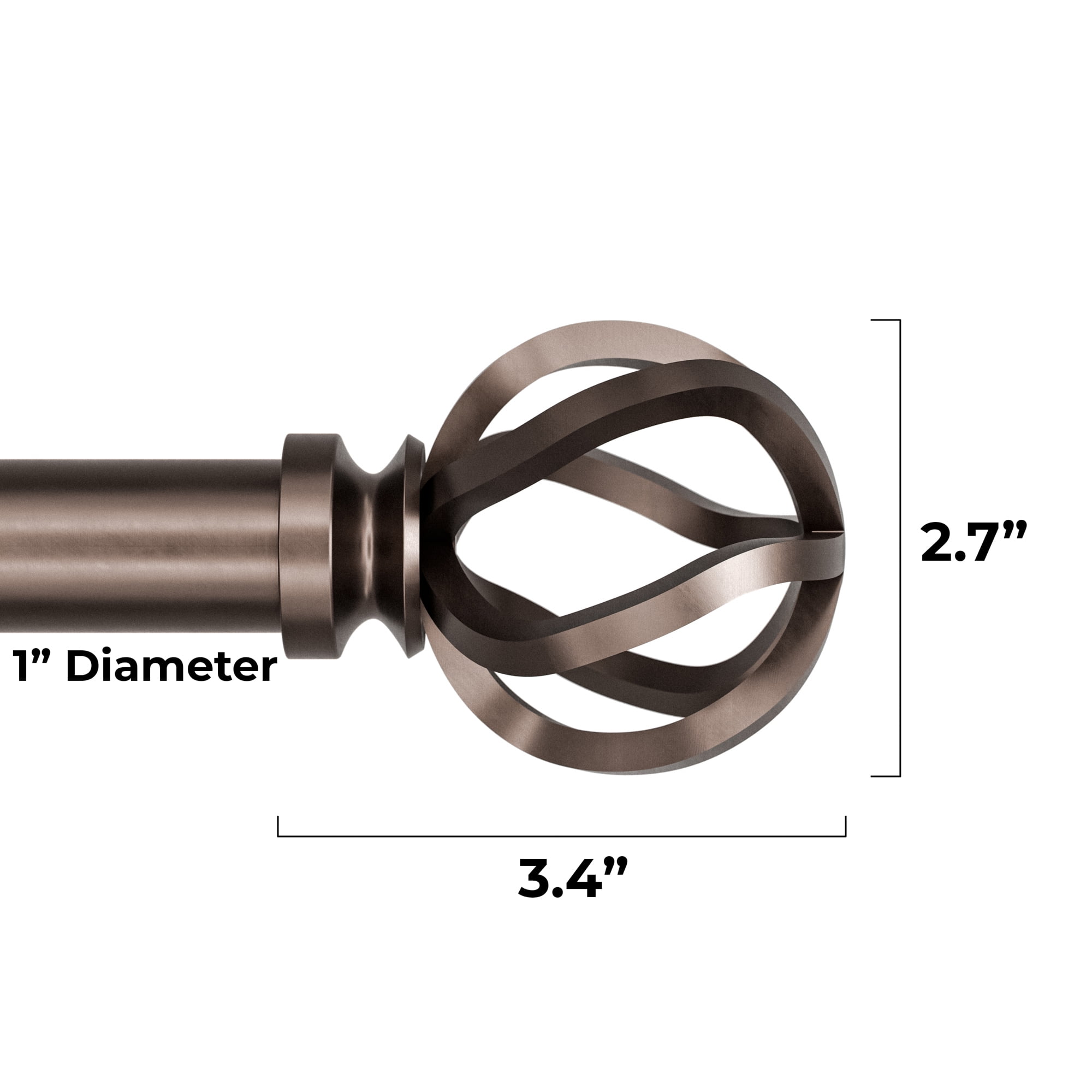 Better Homes & Gardens 1" Oil Rubbed Bronze Cage Adjustable Single Curtain Rod Set, 120"-180"