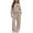 Khaki, variant on QTBIUQ Girls Two-Piece Fall Fashion Set Leopard-Print Bow Hooded Sweatshirt and Elastic Waist Wide‑Leg Pants Outfit Set