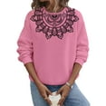 thumbnail image 1 of Innerwin Pullover Long Sleeve Ladies Sweatshirt Winter Ethnic Print Warm Tops Pink L, 1 of 2