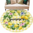 thumbnail image 2 of Summer Round Living Room Rugs 5 ft, Yellow Green Lemon Leaf Flowers Garland Buffalo Plaid Washable Area Rug with Non-Slip Sturdy Edge Binding Round Carpet for Entryway Kitchen Bedroom Bathroom, 2 of 9