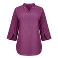 thumbnail image 6 of cfhntfmh Lounge Shirts for Women Comfy 3/4 Length Sleeve Solid Color Tops Fall Trendy Casual V Neck T-Shirts, 6 of 6