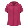 thumbnail image 6 of Annhoo Button down Shirts for Women V Neck Collared Summer Short Sleeve Tops Plain Casual Trendy Basic Blouses, 6 of 8