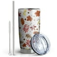 thumbnail image 2 of 20oz Tumblers Autumn Fall Leaves Pattern Stainless Steel Vacuum Insulated Double Wall Travel Tumbler Cups Mug with Lid and Straw,Cleaning Brush for Cold & Hot Drinks, 2 of 7