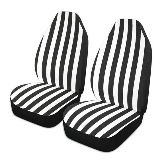 ALAZA White and Black Stripe Pattern Car Seat Covers 2 PCs Universal Auto Front Seats Interior Protector
