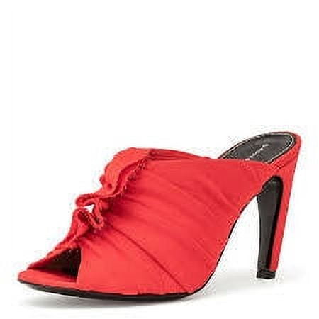 Proenza Schouler Ruched Curved Heel Sandals Red Open Toe Mule Dress Pumps (7)