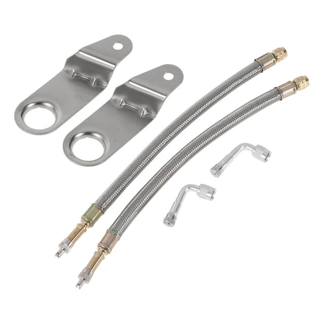 1 juego de extensión de válvula de llanta de cobre de 90 grados con adaptador de inflado de válvula de llanta de acero inoxidable universal de 250 mm para automóvil, motocicleta, RV, camión, bicicleta