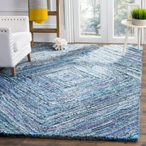 SAFAVIEH Nantucket Mia Geometric Diamonds Cotton Area Rug, Blue, 3' x 5'