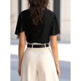 thumbnail image 4 of Women's Short Sleeve Cowl Neck Dressy Shirts Clothes Outfits Tops for Casual Summer Black S, 4 of 7