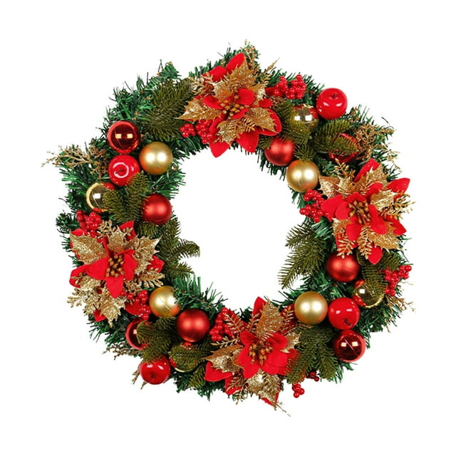 Guirnalda navideña decorativa, colgante de pared, adornos de bolas navideñas de frutos rojos de 40cm para fiesta en casa de boda de año Nuevo
