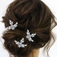 thumbnail image 5 of MaxxMarket Leaf Bride Wedding Hair Pins Crystal Bridal Head Dress Pearl Hair Accessories for Women and Girls (Pack of 3) (B Silver), 5 of 12