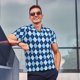 thumbnail image 4 of Fotbe Blue Squares Camiseta Polo de Golf para Hombre con Estampado – Camisa Deportiva Transpirable con Cuello Abotonado-Small, 4 of 6