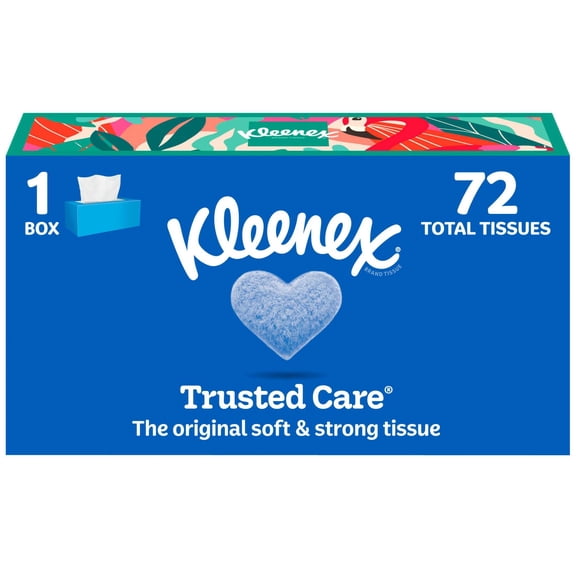 Kleenex Trusted Care Facial Tissues, 1 Flat Box, 72 Tissues per Box, 2-Ply