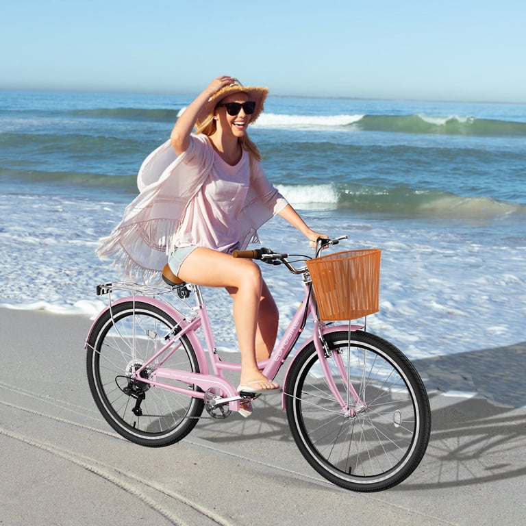 adult womens bicycle with basket Vevor Cruiser Bike Women's 26" 7-Speed Beach City FactoryPure Lilypelle womens city bike is designed for urban living with a perfect blend of style and functionality Are These The 3 Best