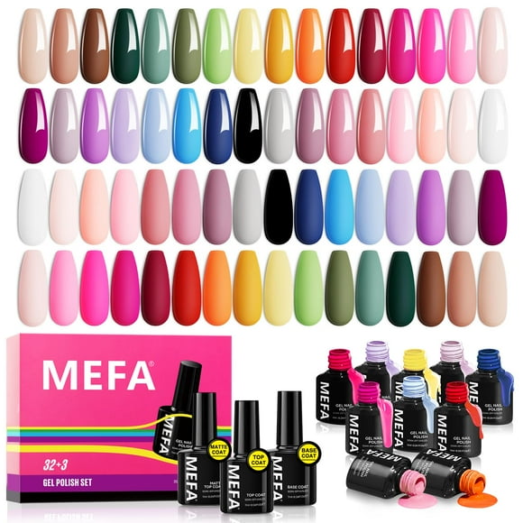 Set de esmaltes de uñas en gel MEFA, 35 unidades, 32 colores para todas las estaciones