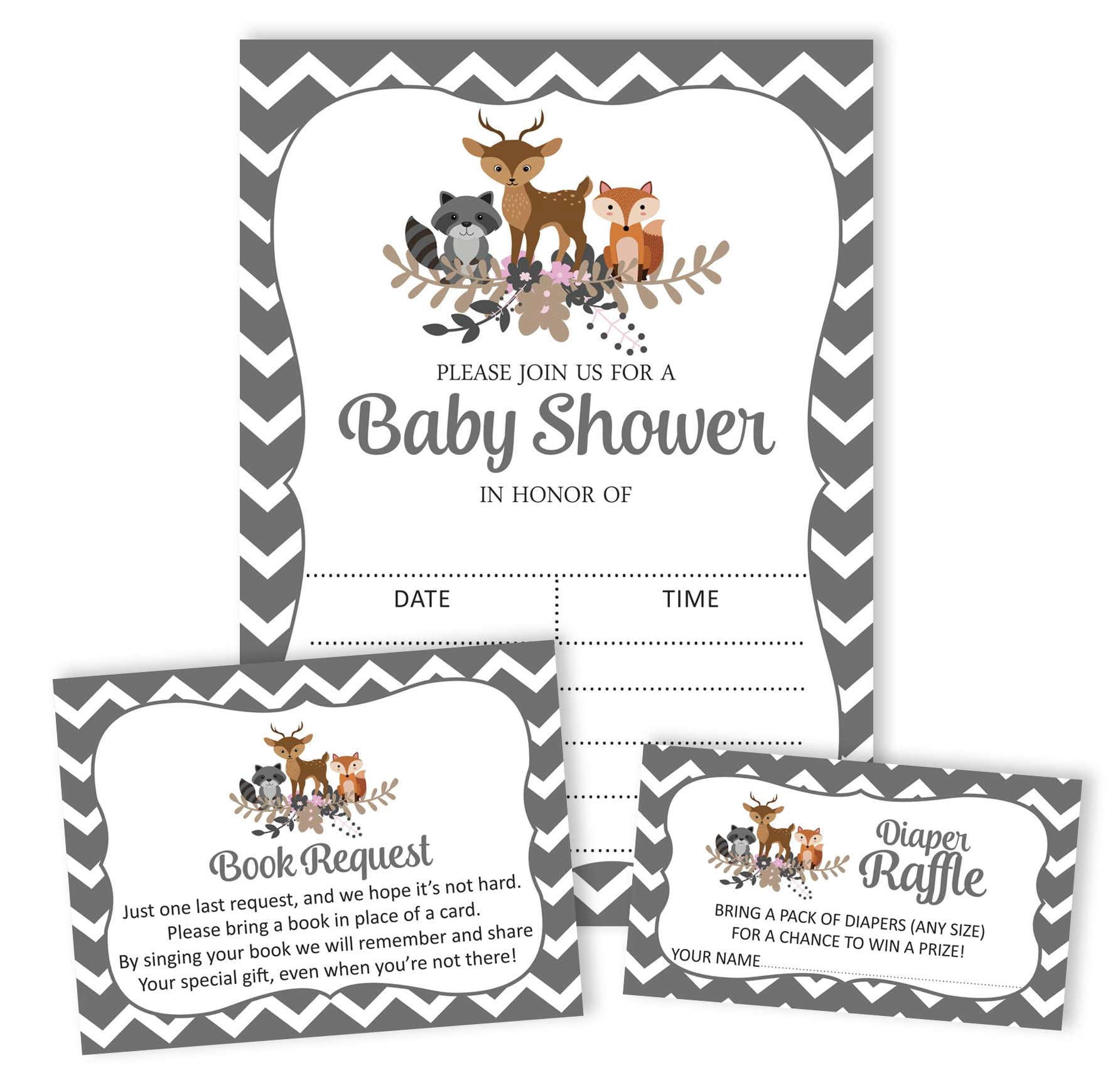 Inkdotpot Set Of 30Jungle Animals Baby Shower Invitations-Diaper Raffle Tickets And Baby Shower Book Request Cards Gender Neutral Invites Its A Boy Its A Girl