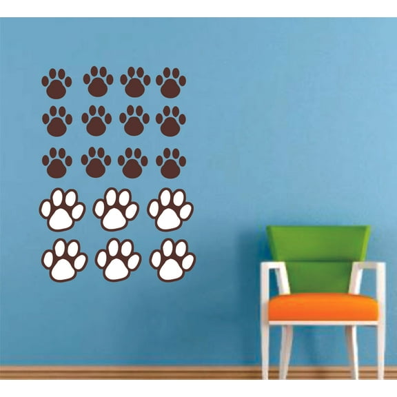 Little Paws Cute Dog Puppies Paw Decors Wall Sticker Art Design Decal for Girls Boys Kids Room Bedroom Nursery Kindergarten House Fun Home Decor Stickers Wall Art Vinyl Decoration (35x40 inch)